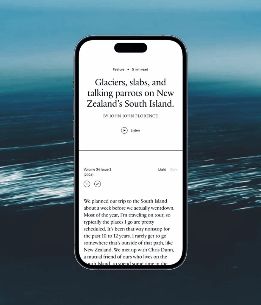 Screenshot of the surfersjournal on mobile.